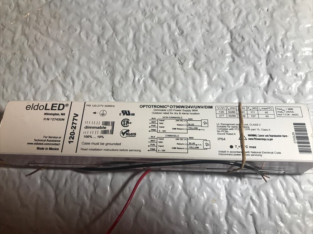 eldoLED OPTOTRONIC OT96W/24V/UNV/DIM 96W 24V LED Driver 0-10V Dimmable 120-277V